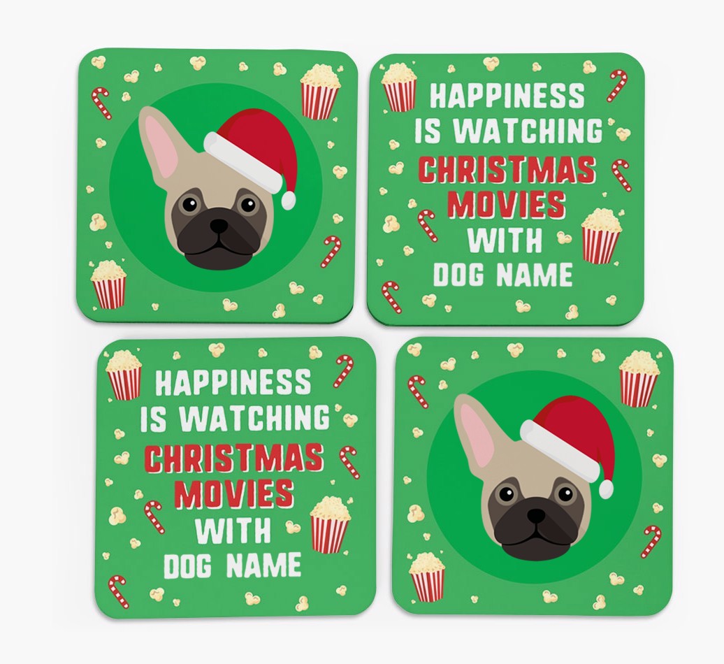 'Christmas Movies with {dogsName}' - Personalised {breedFullName} Coasters