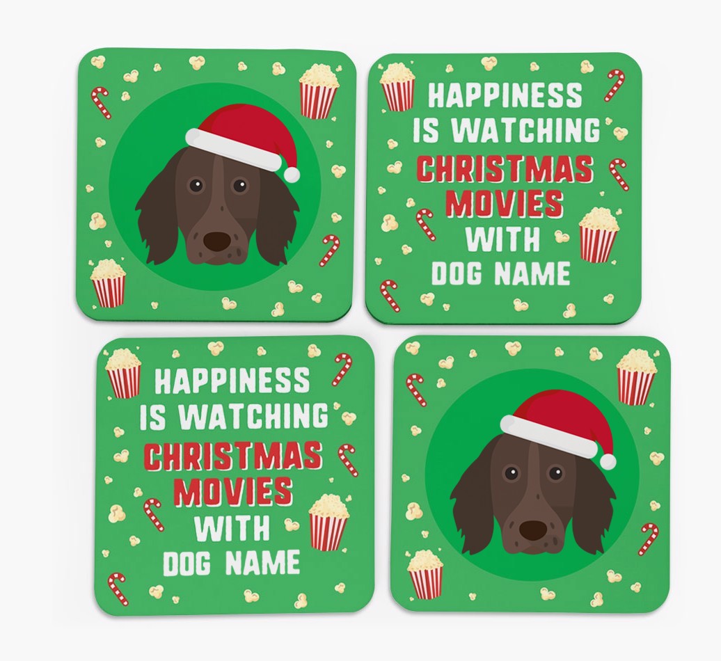 'Christmas Movies with {dogsName}' - Personalised {breedFullName} Coasters