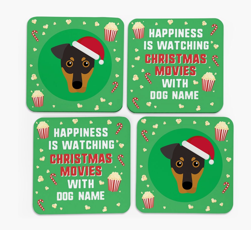 'Christmas Movies with {dogsName}' - Personalised {breedFullName} Coasters