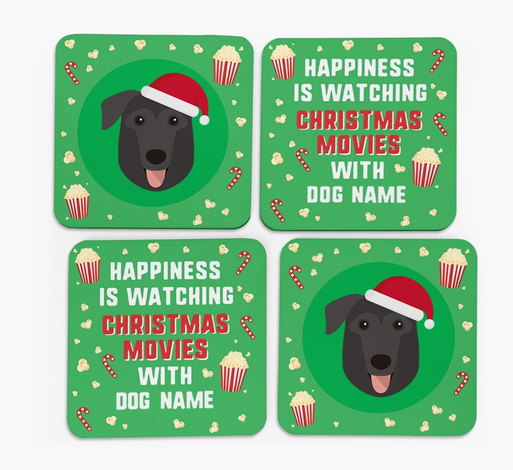 'Christmas Movies with {dogsName}' - Personalised {breedFullName} Coasters