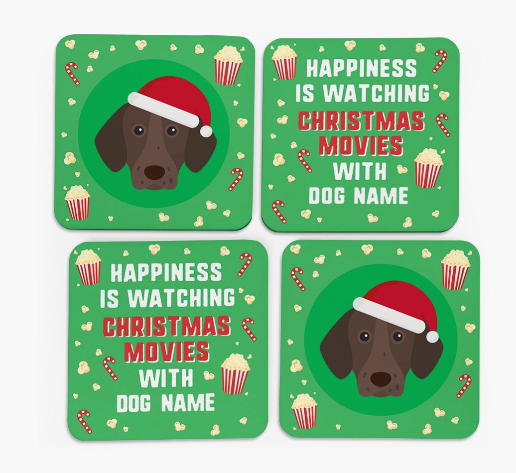 'Christmas Movies with {dogsName}' - Personalised {breedFullName} Coasters
