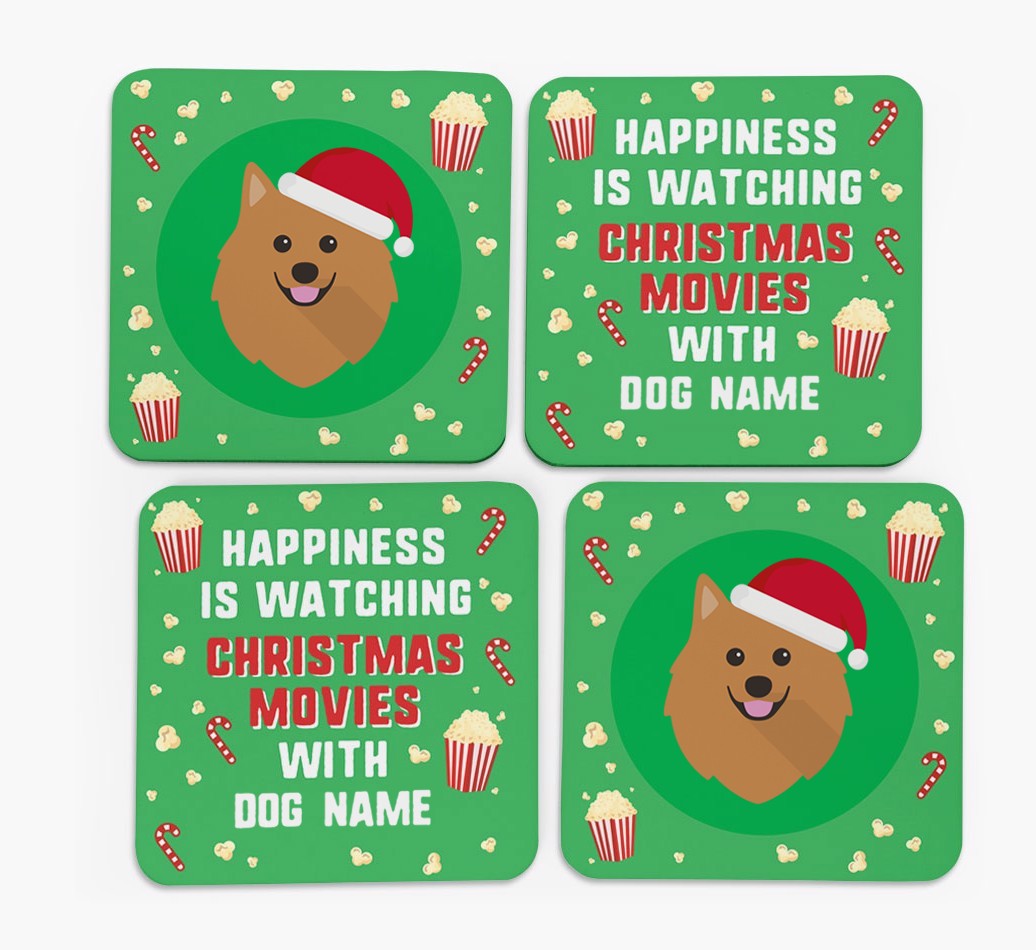 'Christmas Movies with {dogsName}' - Personalised {breedFullName} Coasters