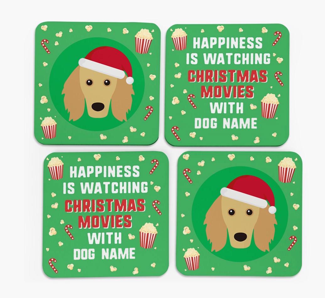 'Christmas Movies with {dogsName}' - Personalised {breedFullName} Coasters