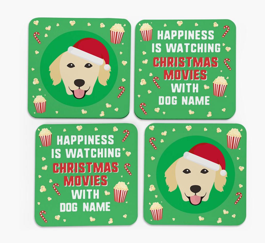 'Christmas Movies with {dogsName}' - Personalised {breedFullName} Coasters