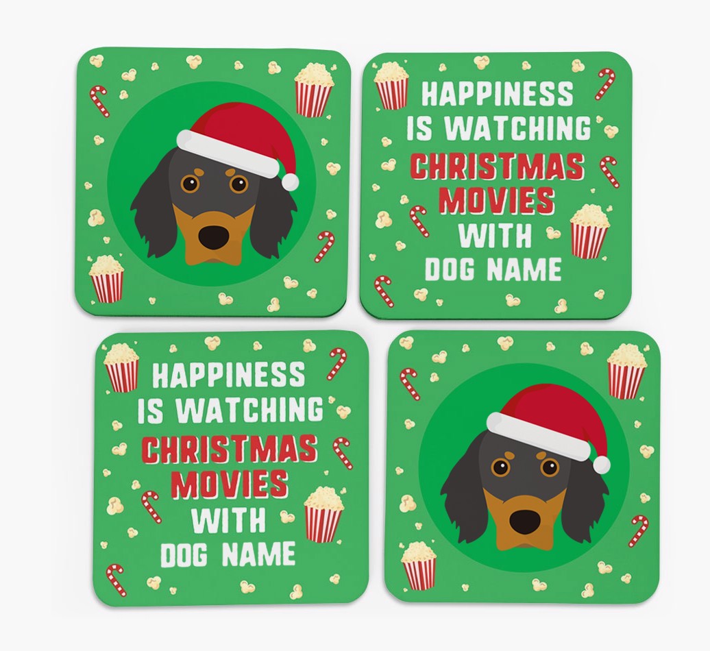 'Christmas Movies with {dogsName}' - Personalised {breedFullName} Coasters