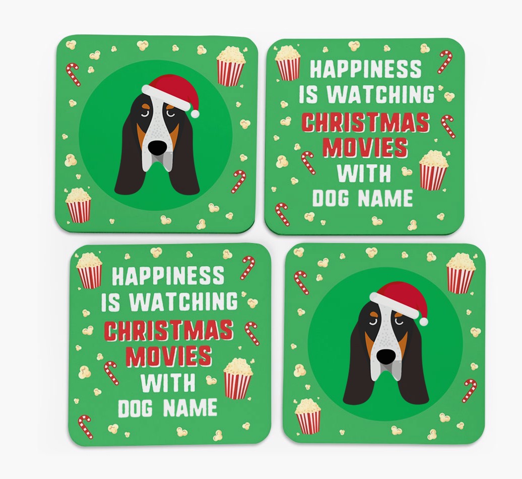 'Christmas Movies with {dogsName}' - Personalised {breedFullName} Coasters