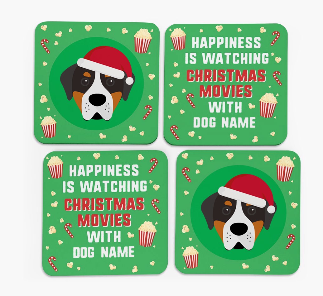 'Christmas Movies with {dogsName}' - Personalised {breedFullName} Coasters