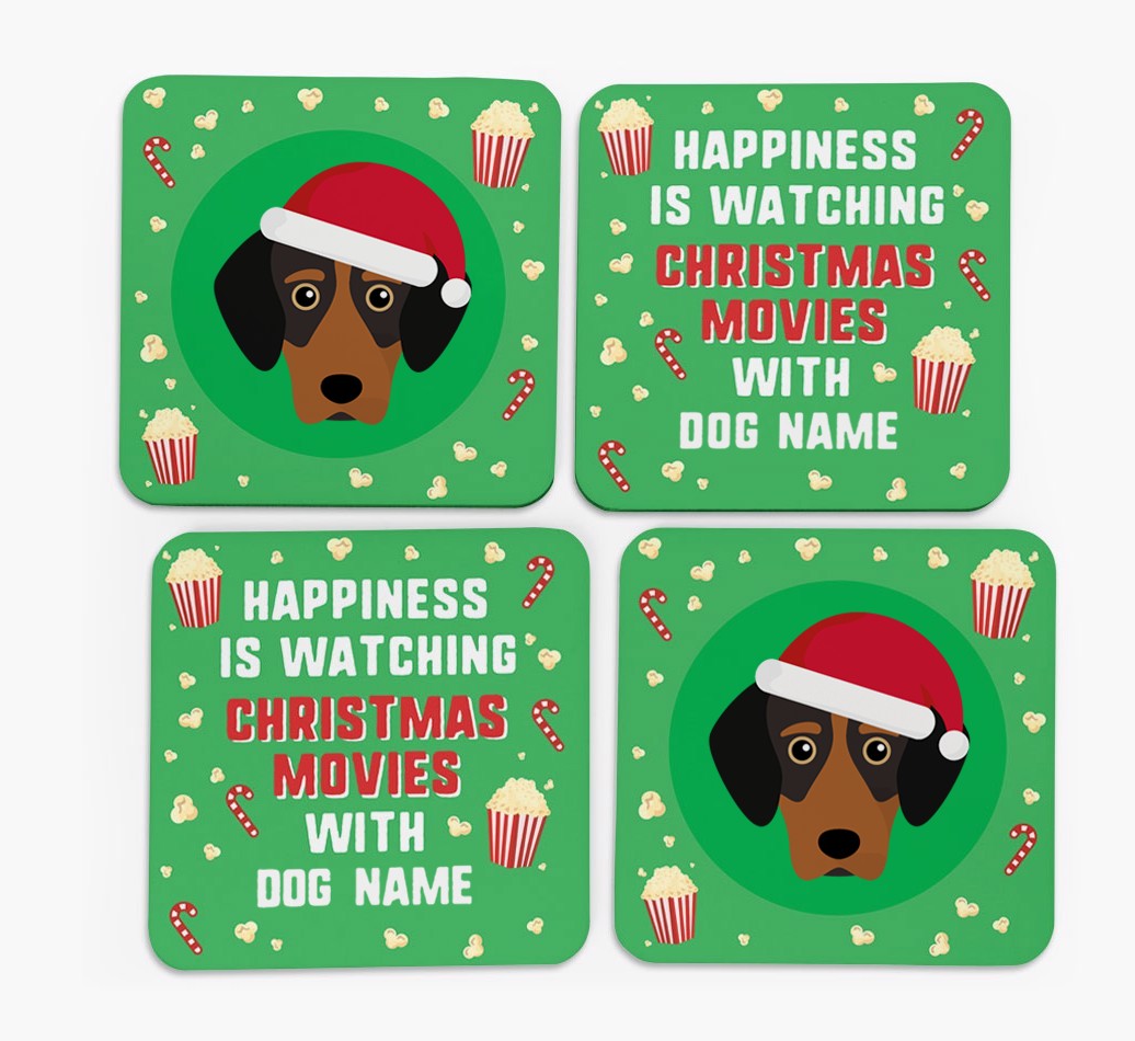 'Christmas Movies with {dogsName}' - Personalised {breedFullName} Coasters