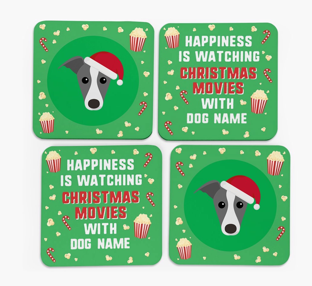 'Christmas Movies with {dogsName}' - Personalised {breedFullName} Coasters
