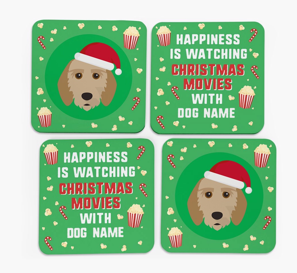 'Christmas Movies with {dogsName}' - Personalised {breedFullName} Coasters