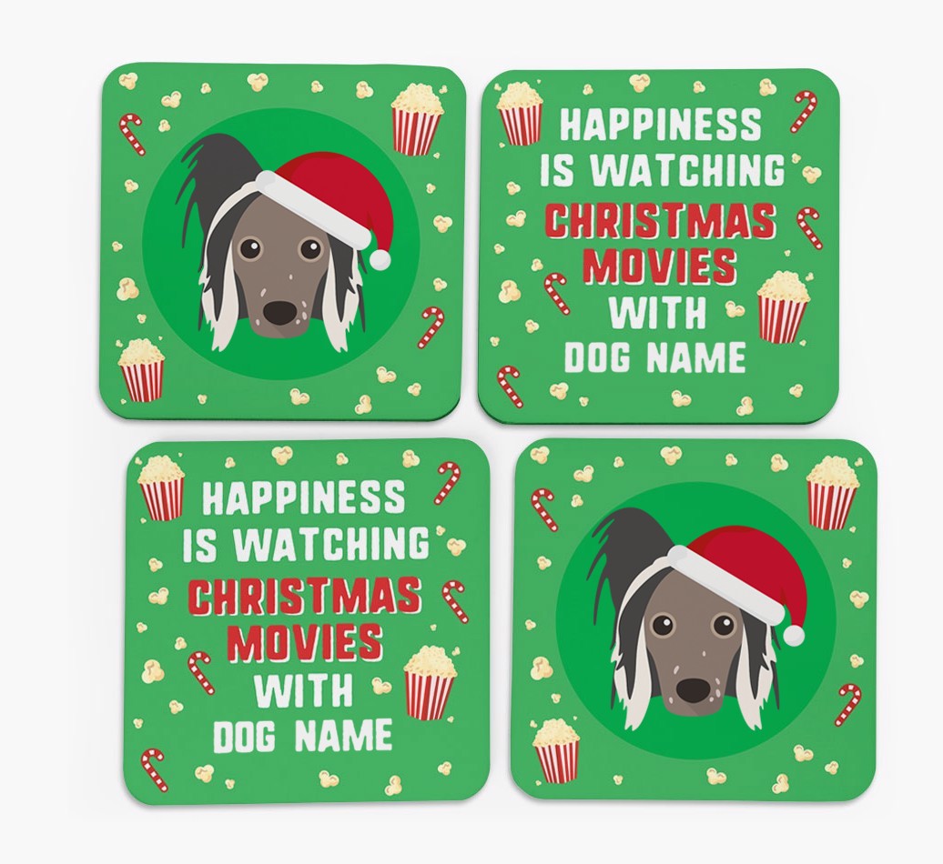 'Christmas Movies with {dogsName}' - Personalised {breedFullName} Coasters