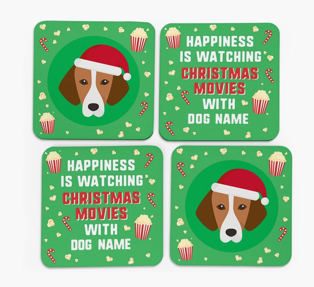 'Christmas Movies with {dogsName}' - Personalised {breedFullName} Coasters