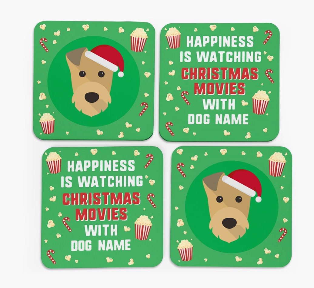 'Christmas Movies with {dogsName}' - Personalised {breedFullName} Coasters