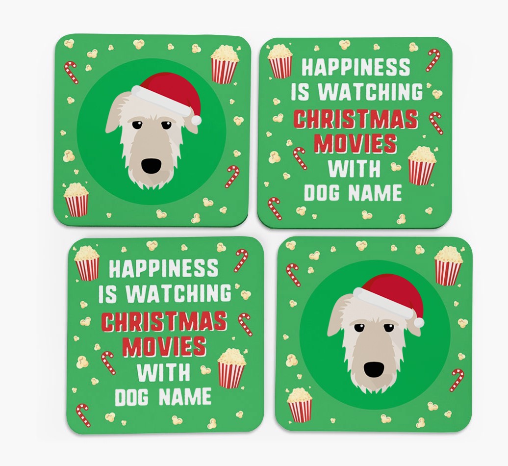 'Christmas Movies with {dogsName}' - Personalised {breedFullName} Coasters