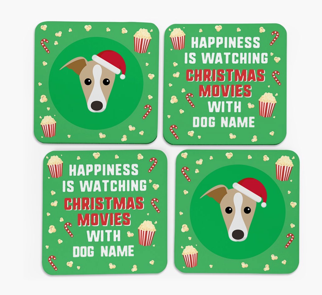 'Christmas Movies with {dogsName}' - Personalised {breedFullName} Coasters