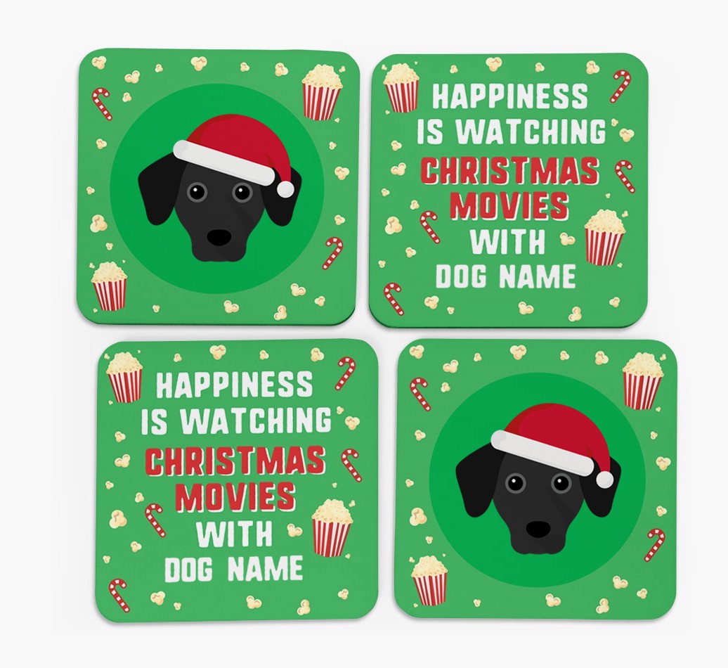 'Christmas Movies with {dogsName}' - Personalised {breedFullName} Coasters
