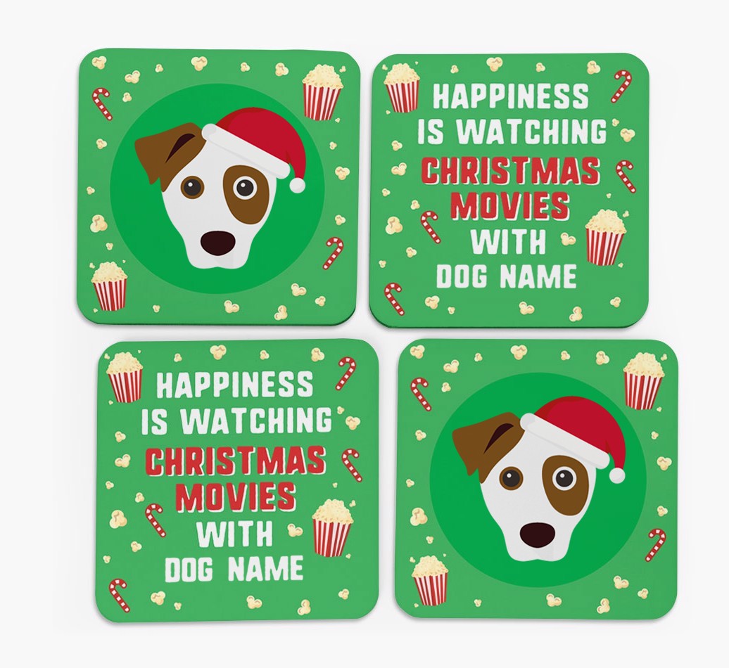 'Christmas Movies with {dogsName}' - Personalised {breedFullName} Coasters
