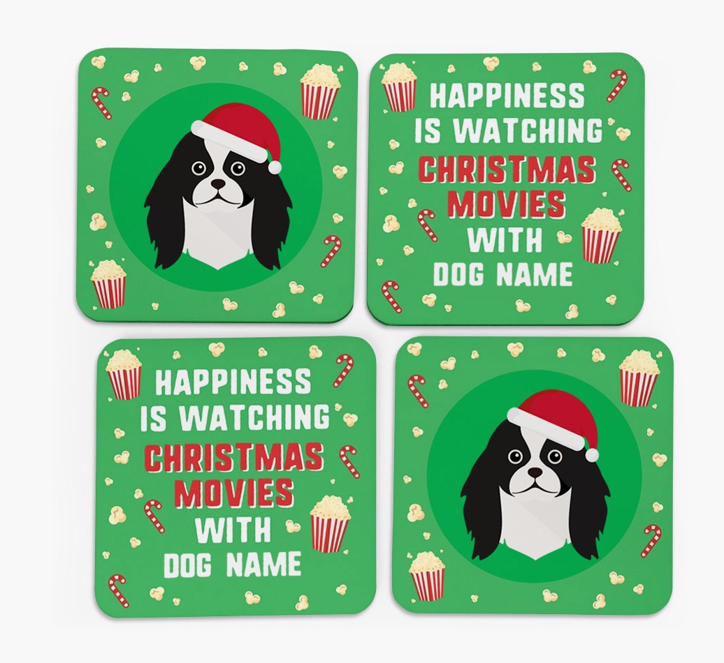 'Christmas Movies with {dogsName}' - Personalised {breedFullName} Coasters