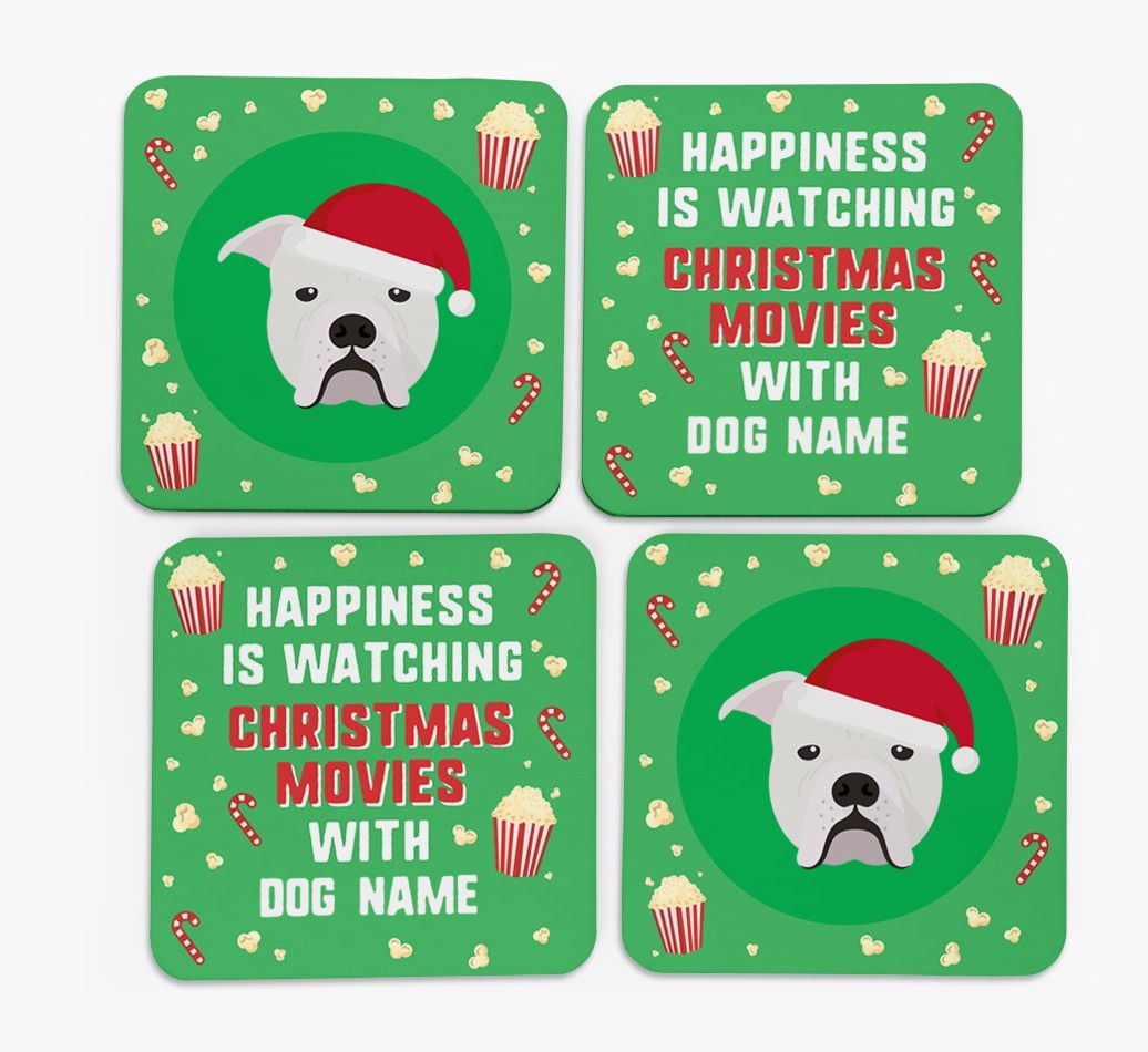 'Christmas Movies with {dogsName}' - Personalised {breedFullName} Coasters