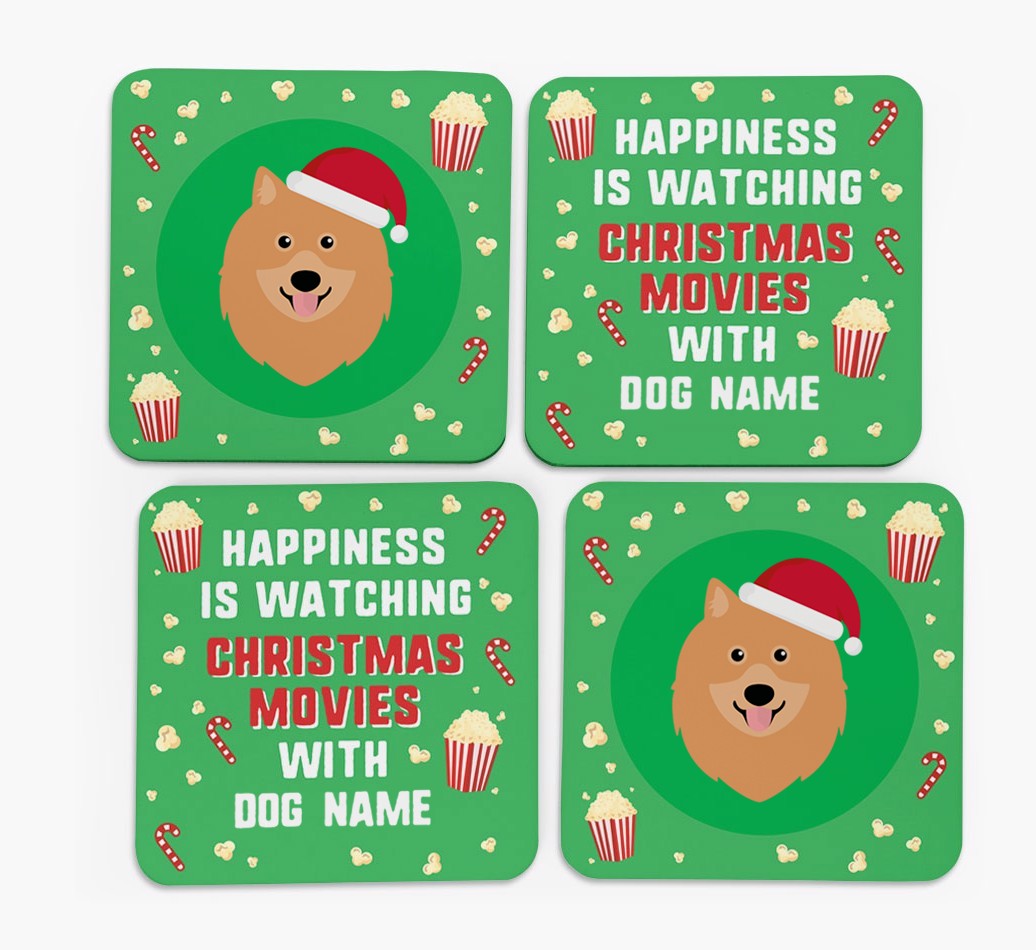 'Christmas Movies with {dogsName}' - Personalised {breedFullName} Coasters