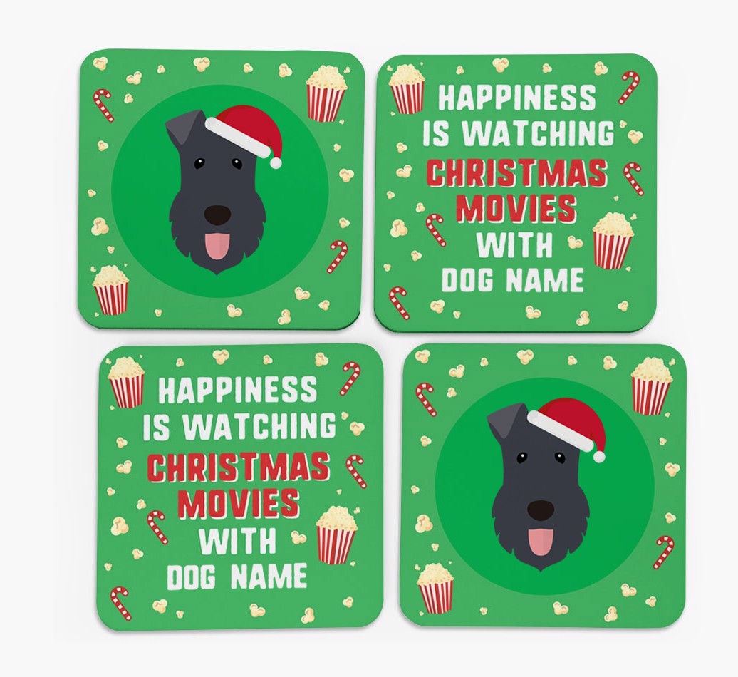 'Christmas Movies with {dogsName}' - Personalised {breedFullName} Coasters