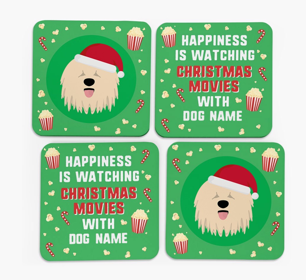 'Christmas Movies with {dogsName}' - Personalised {breedFullName} Coasters