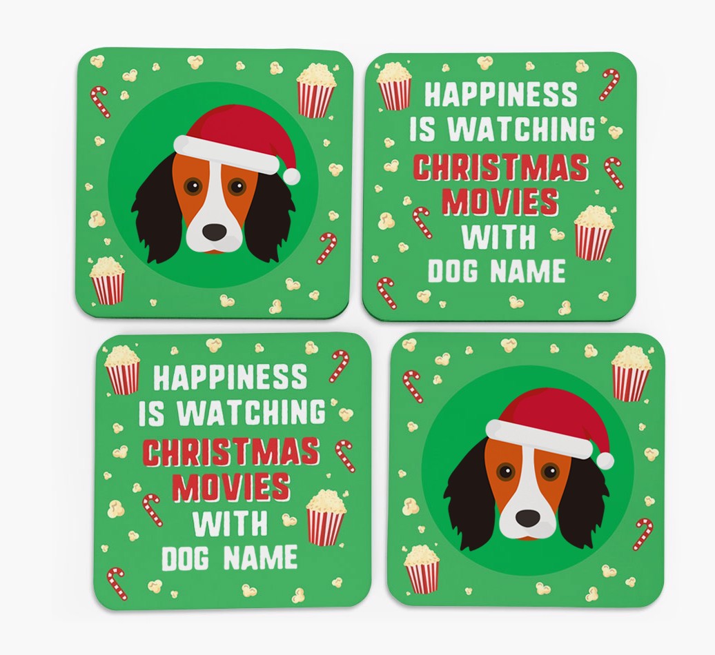 'Christmas Movies with {dogsName}' - Personalised {breedFullName} Coasters