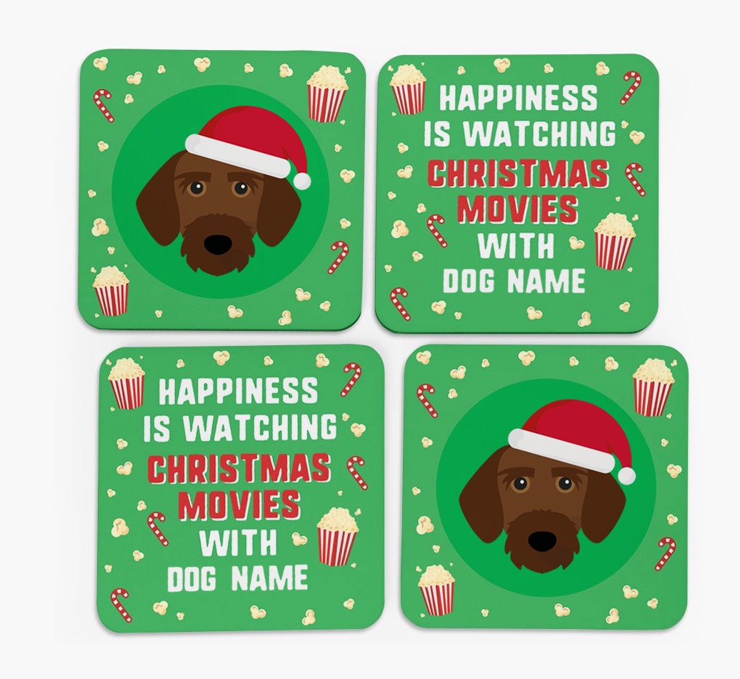 'Christmas Movies with {dogsName}' - Personalised {breedFullName} Coasters