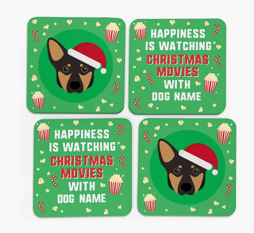 'Christmas Movies with {dogsName}' - Personalised {breedFullName} Coasters