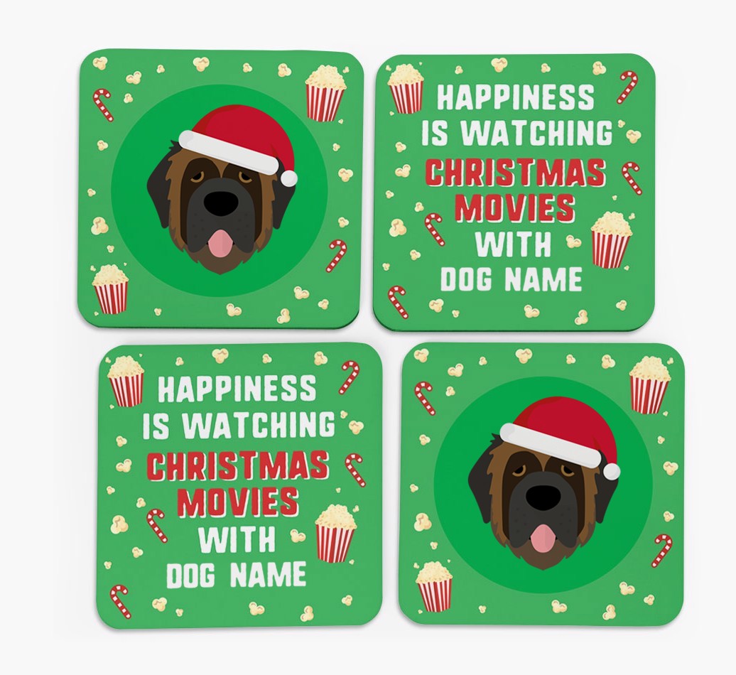 'Christmas Movies with {dogsName}' - Personalised {breedFullName} Coasters