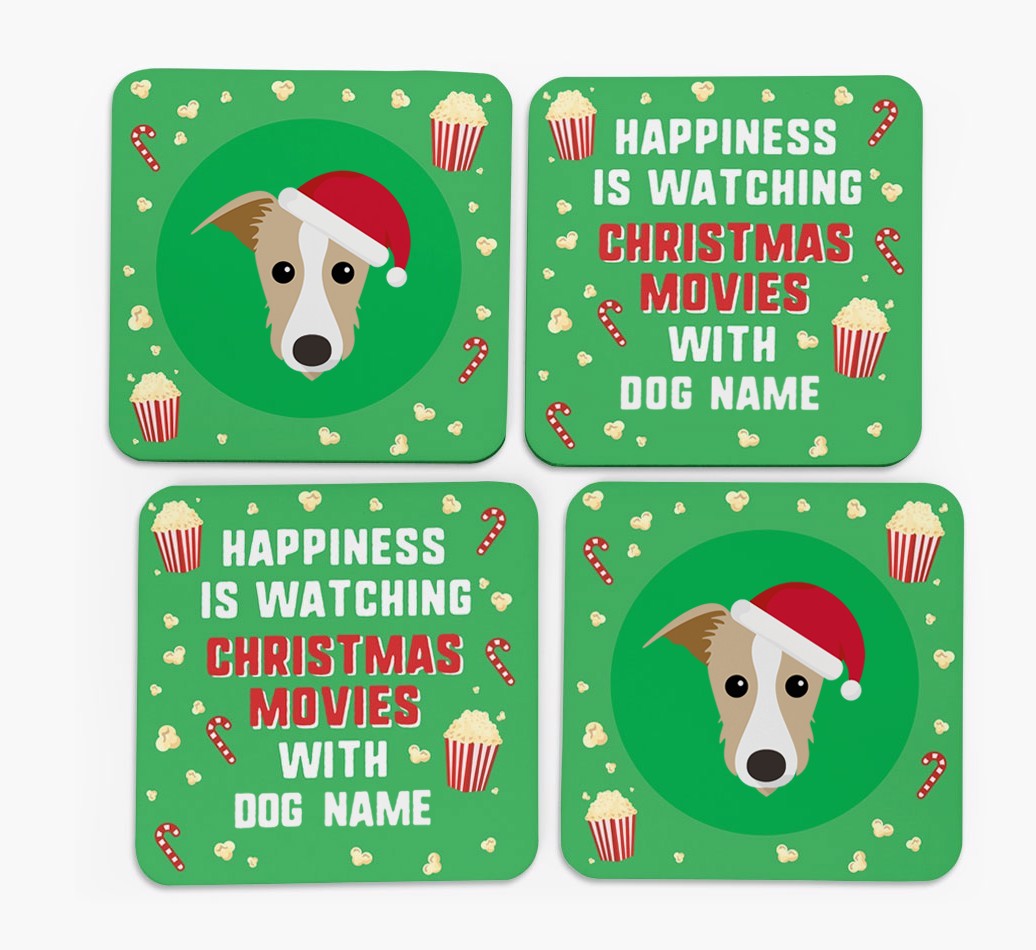 'Christmas Movies with {dogsName}' - Personalised {breedFullName} Coasters