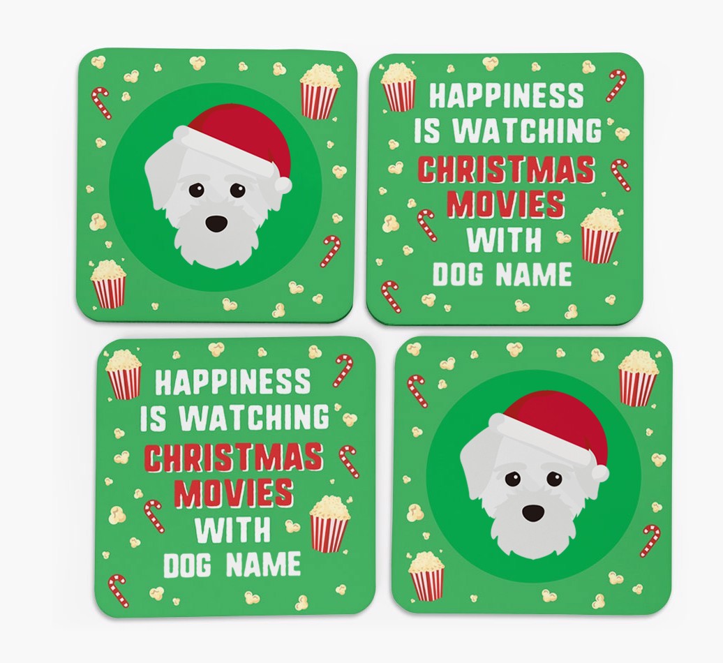 'Christmas Movies with {dogsName}' - Personalised {breedFullName} Coasters
