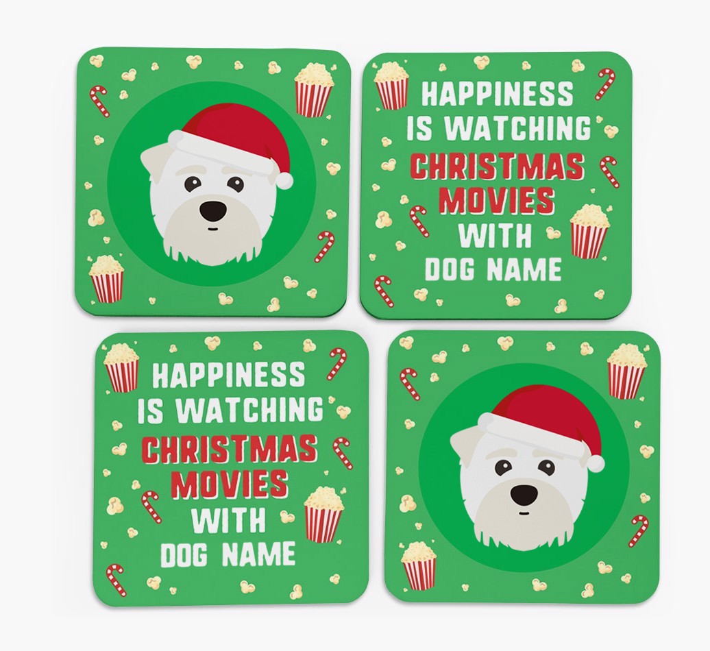 'Christmas Movies with {dogsName}' - Personalised {breedFullName} Coasters