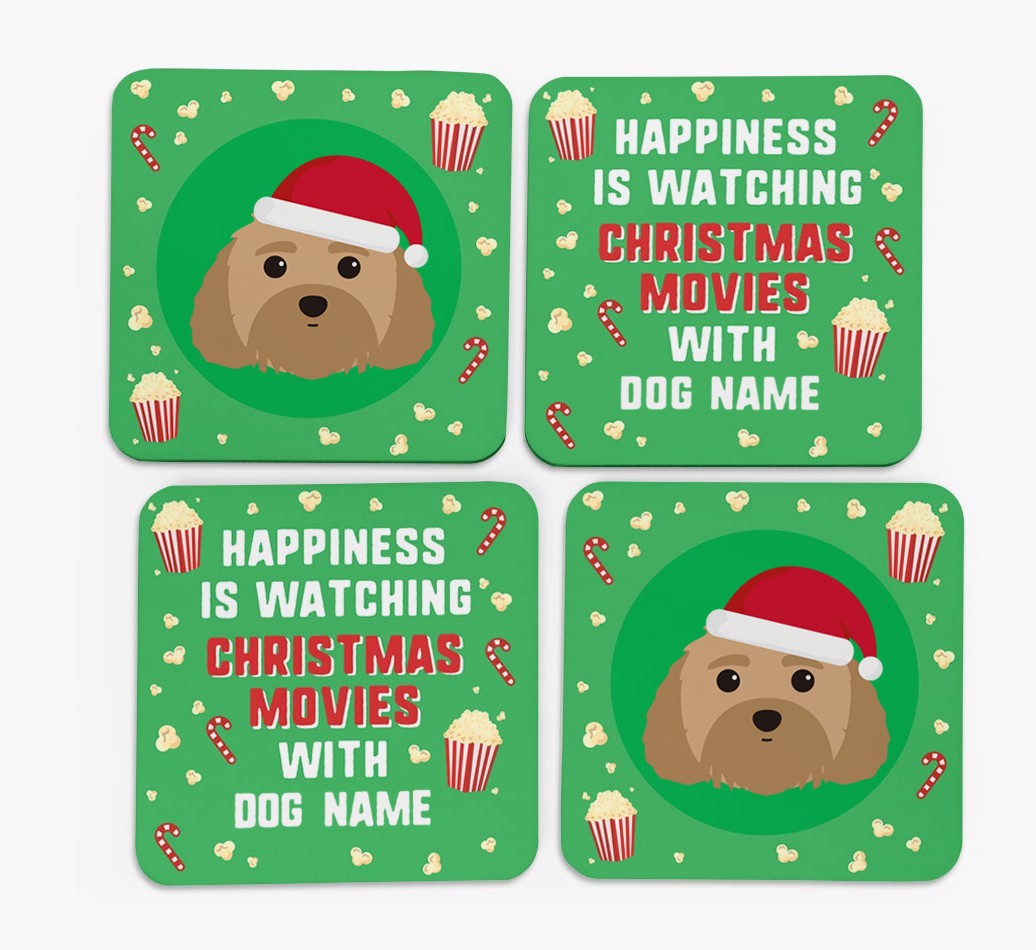 'Christmas Movies with {dogsName}' - Personalised {breedFullName} Coasters