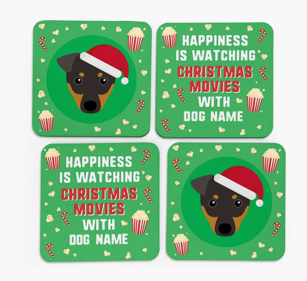 'Christmas Movies with {dogsName}' - Personalised {breedFullName} Coasters