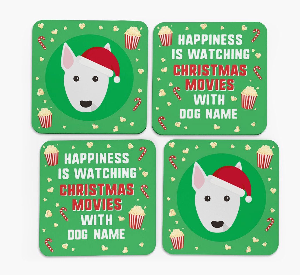 'Christmas Movies with {dogsName}' - Personalised {breedFullName} Coasters