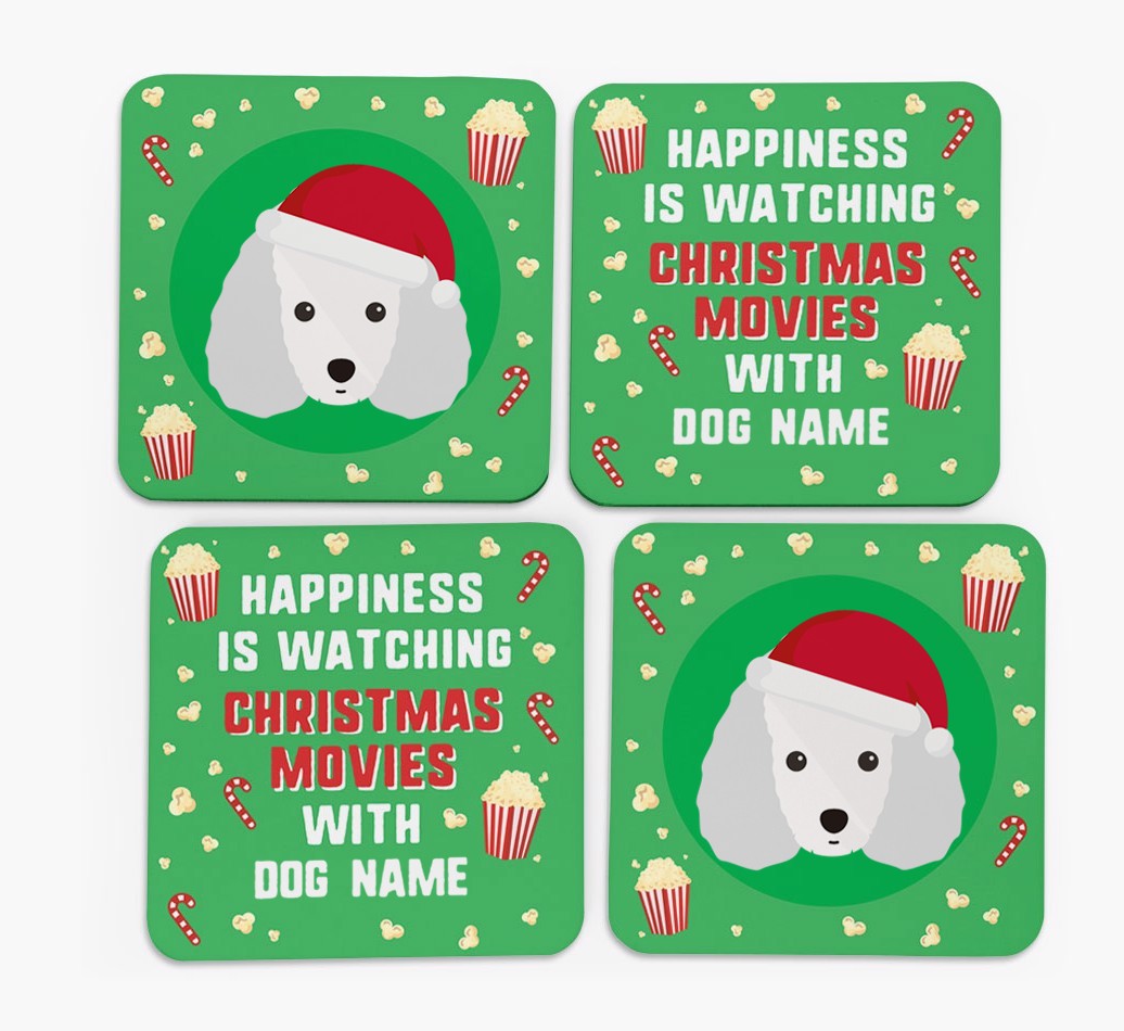 'Christmas Movies with {dogsName}' - Personalised {breedFullName} Coasters