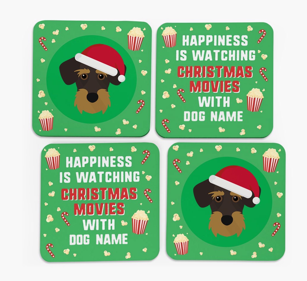'Christmas Movies with {dogsName}' - Personalised {breedFullName} Coasters