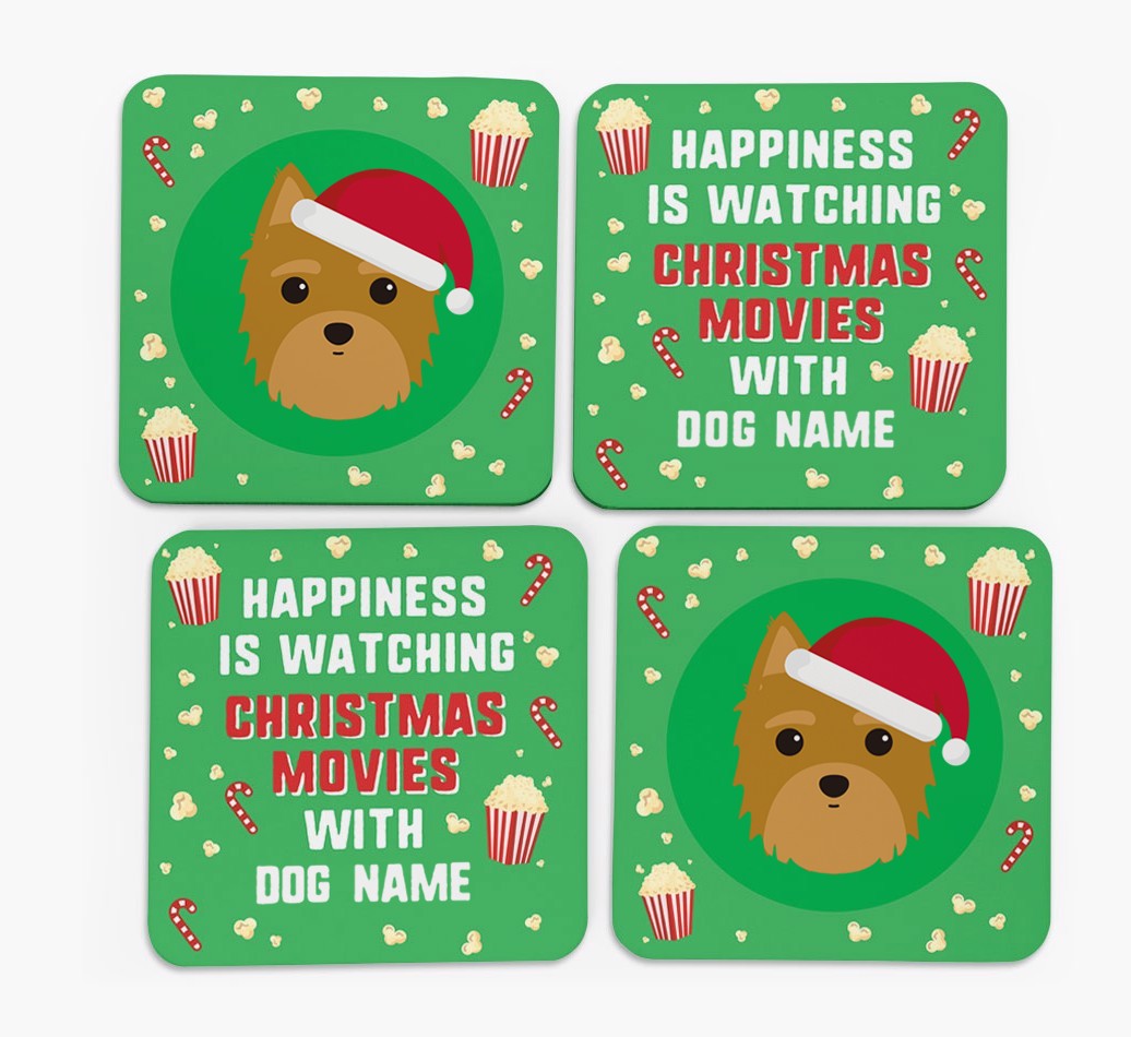 'Christmas Movies with {dogsName}' - Personalised {breedFullName} Coasters
