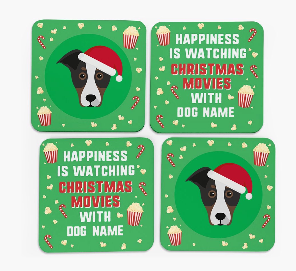 'Christmas Movies with {dogsName}' - Personalised {breedFullName} Coasters