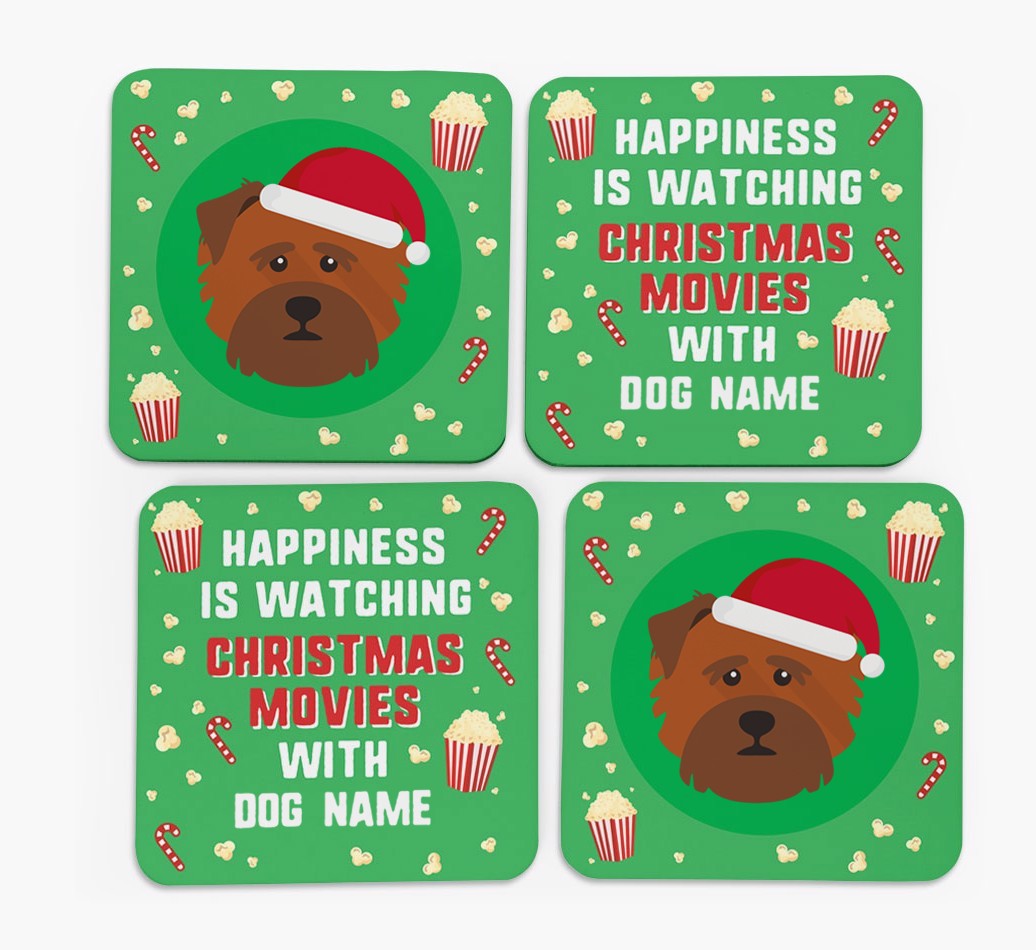 'Christmas Movies with {dogsName}' - Personalised {breedFullName} Coasters
