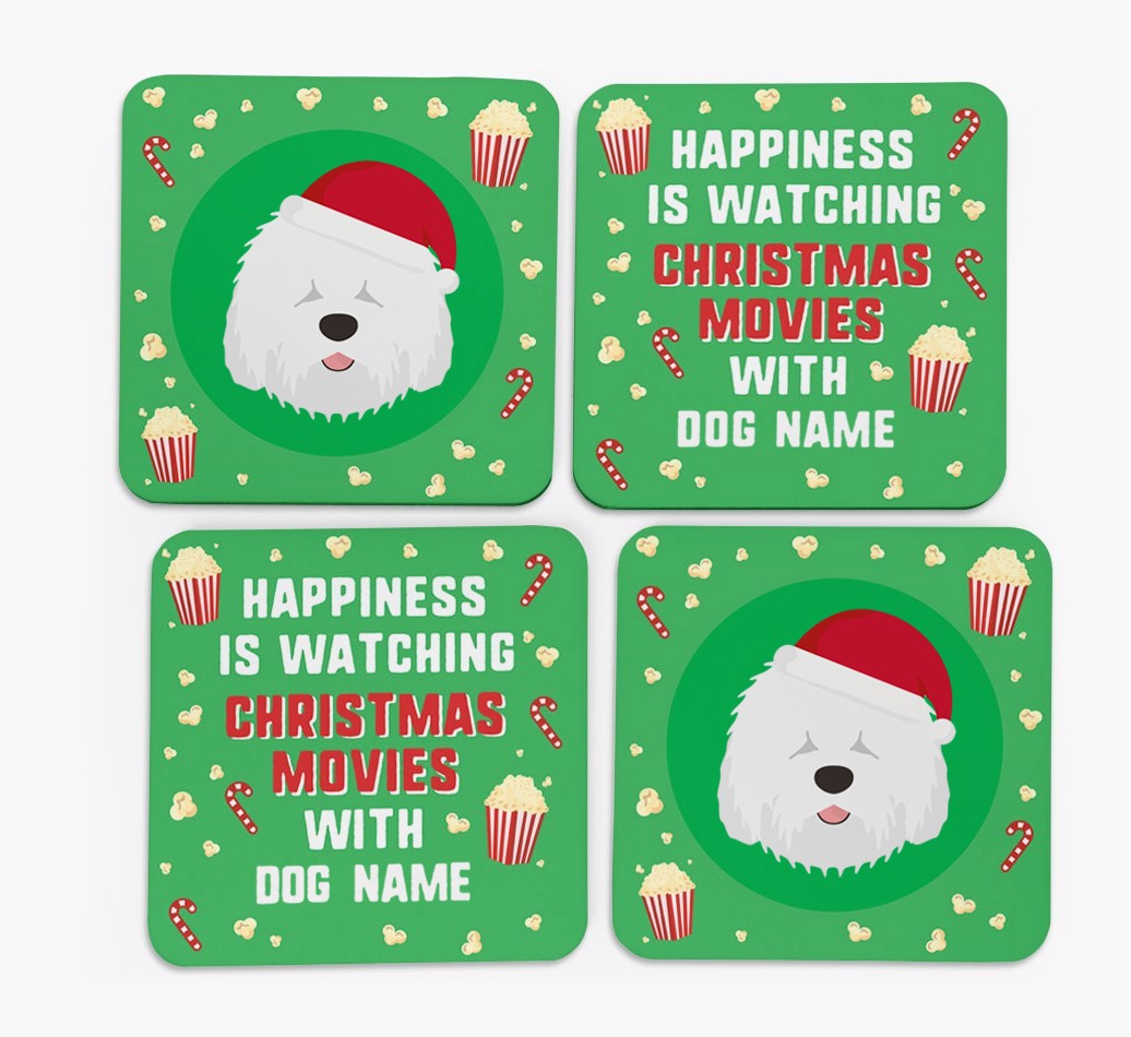 'Christmas Movies with {dogsName}' - Personalised {breedFullName} Coasters