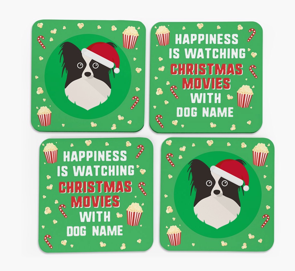 'Christmas Movies with {dogsName}' - Personalised {breedFullName} Coasters