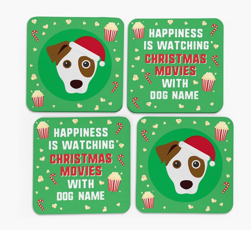 'Christmas Movies with {dogsName}' - Personalised {breedFullName} Coasters
