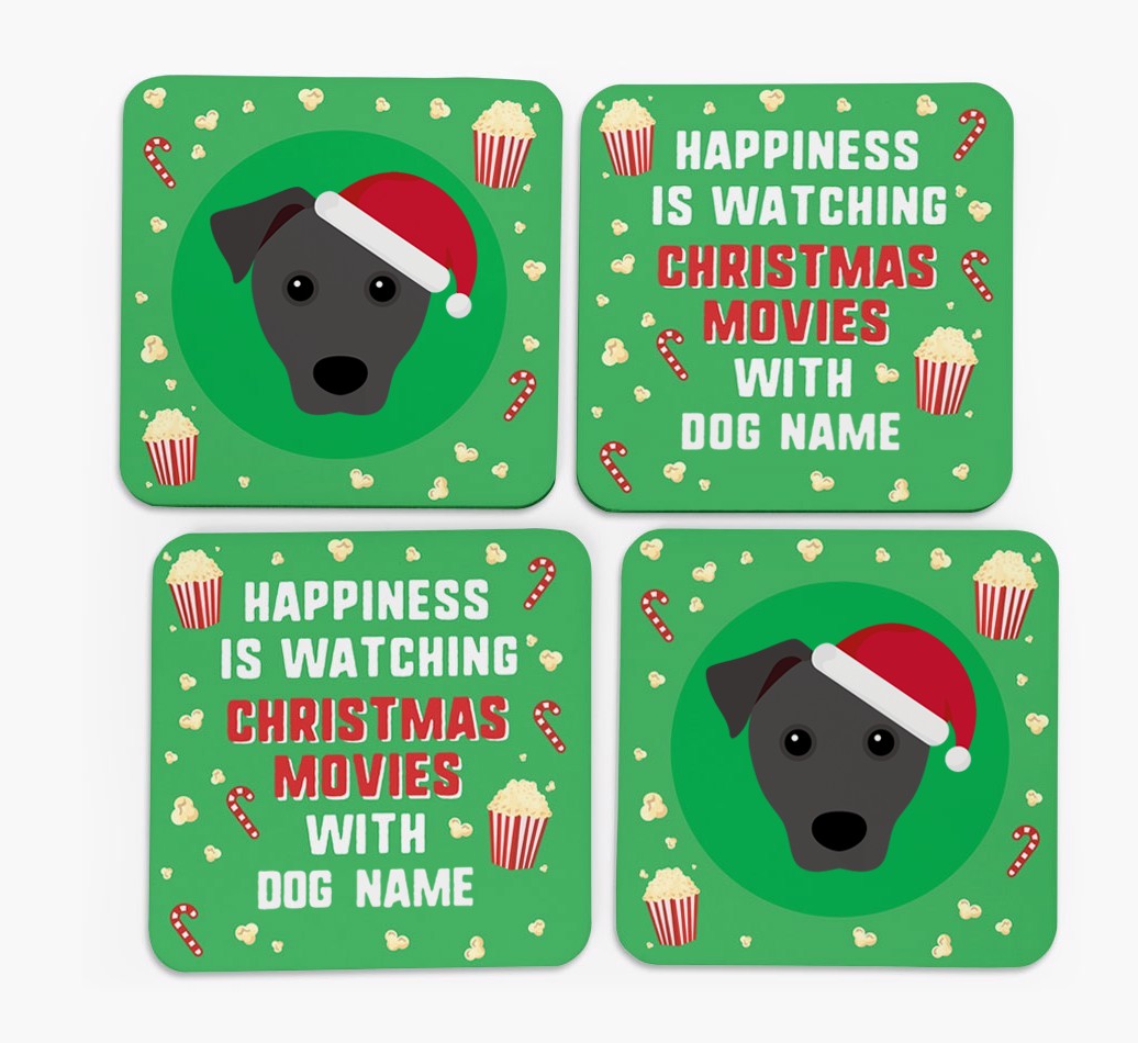 'Christmas Movies with {dogsName}' - Personalised {breedFullName} Coasters
