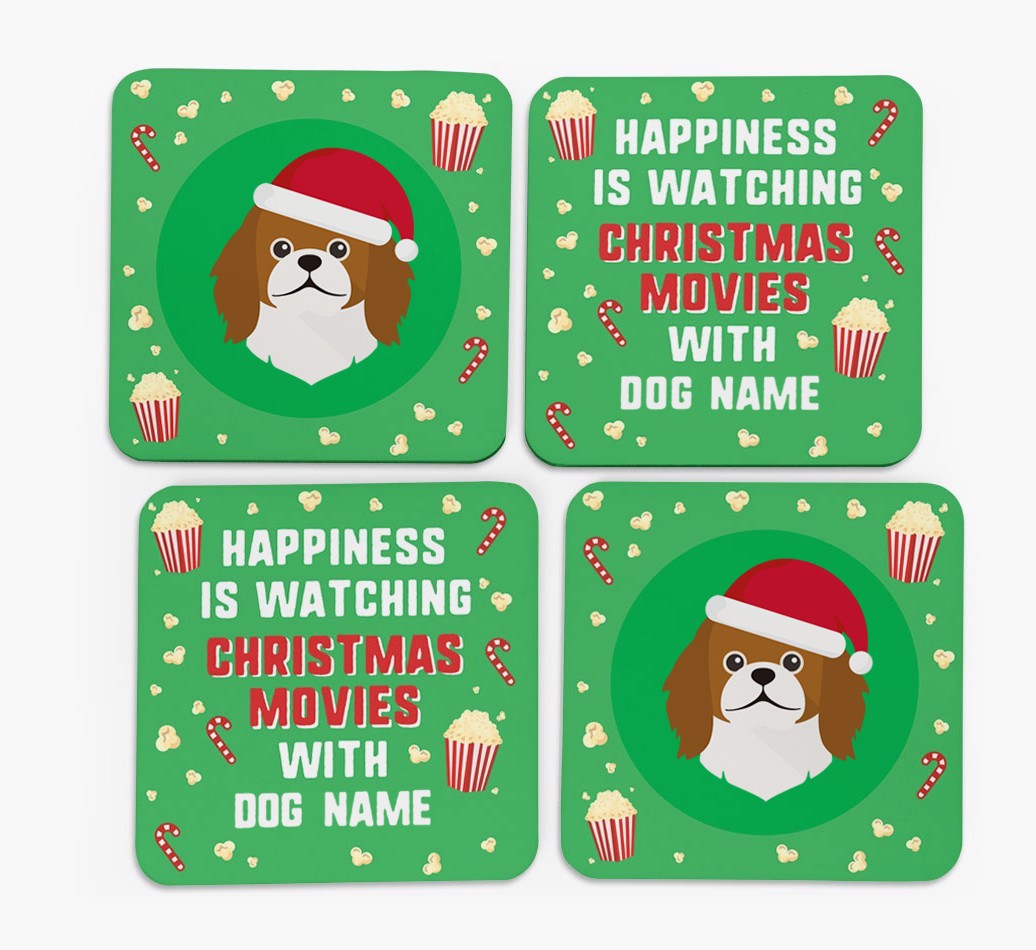 'Christmas Movies with {dogsName}' - Personalised {breedFullName} Coasters