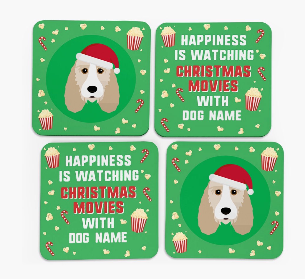 'Christmas Movies with {dogsName}' - Personalised {breedFullName} Coasters