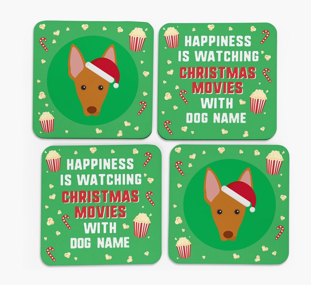 'Christmas Movies with {dogsName}' - Personalised {breedFullName} Coasters