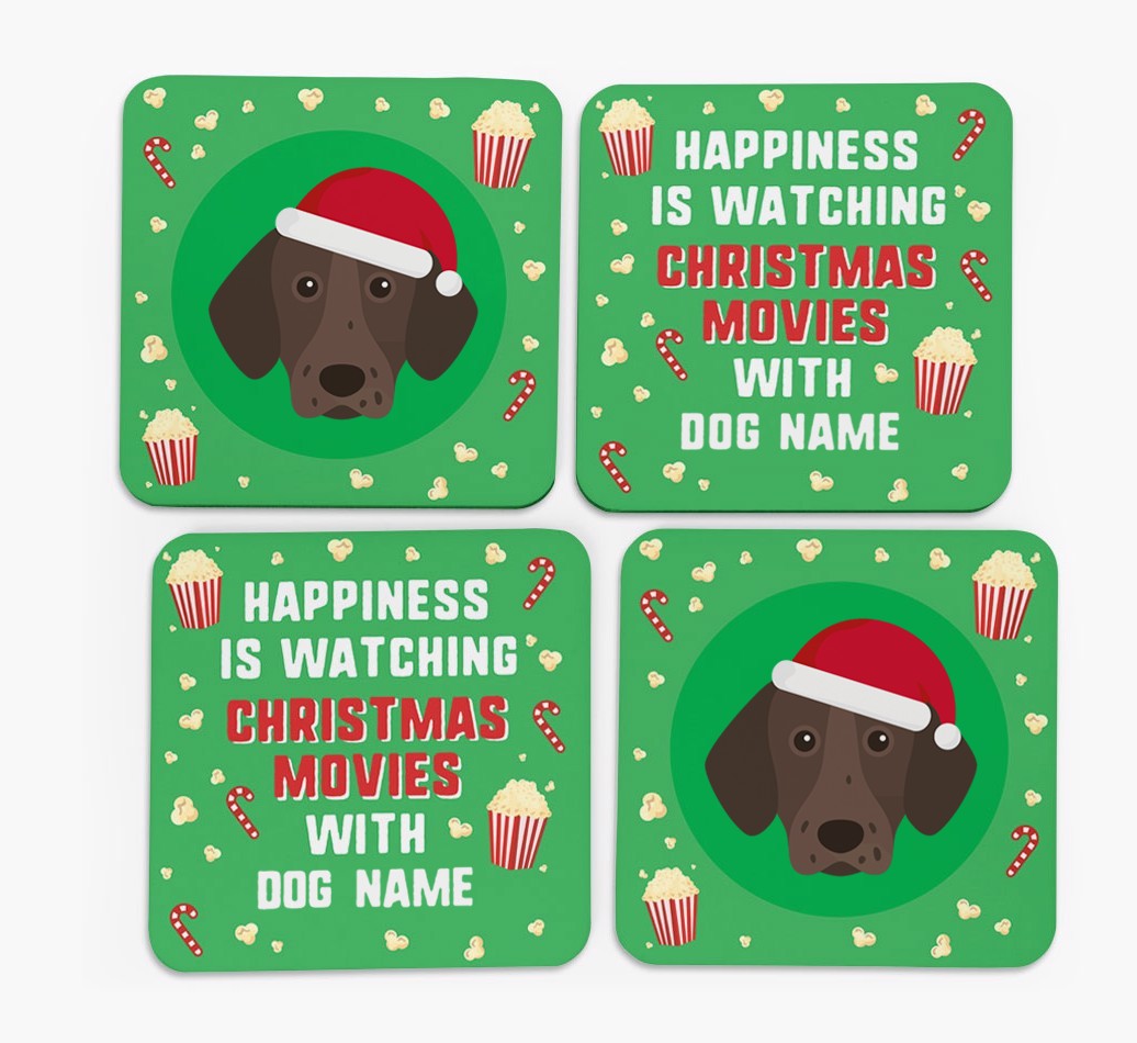 'Christmas Movies with {dogsName}' - Personalised {breedFullName} Coasters