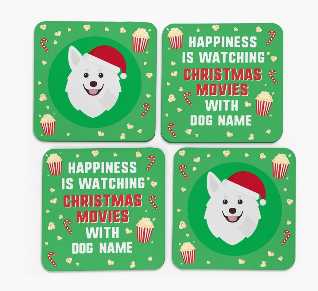 'Christmas Movies with {dogsName}' - Personalised {breedFullName} Coasters
